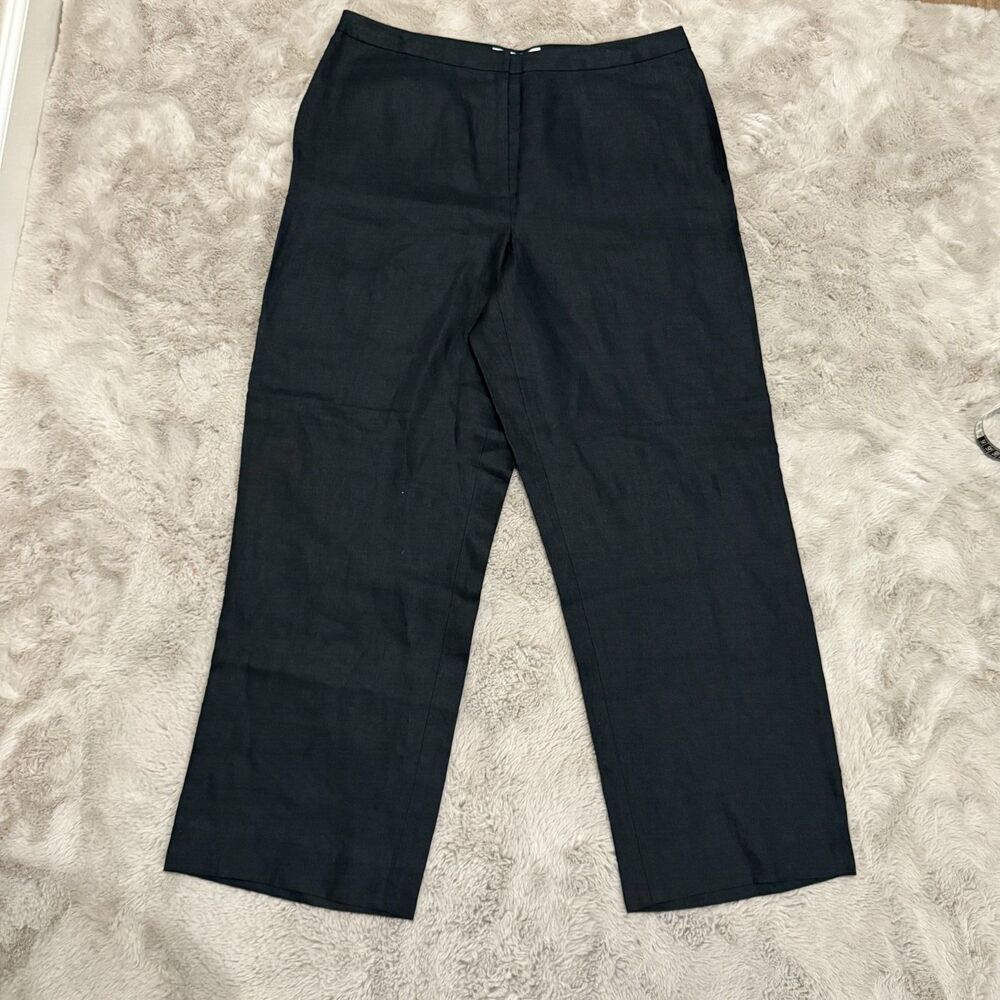 Real Clothes Black 100% Irish Linen‎ Pants Women's 14 Classic Nature Minimalist